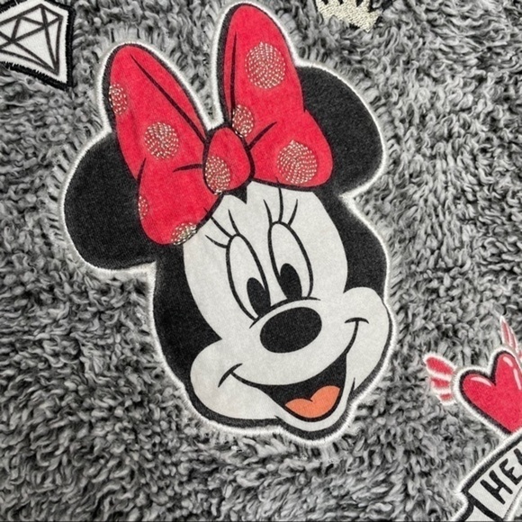 𝅺disney Minnie Mouse Grey Sherpa Fluffy Jacket - Picture 12 of 12